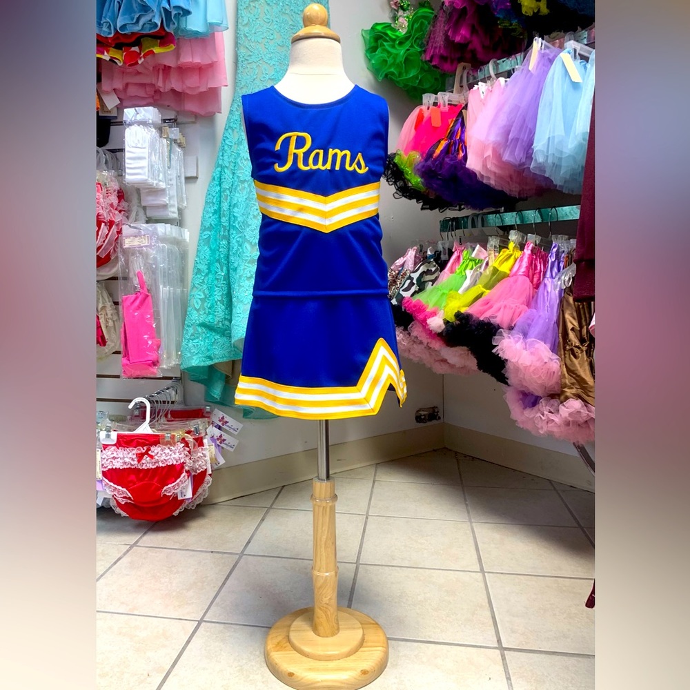 Child Size 10 or 12 Rams Blue & Gold Little Cheerleader Cheerleading Uniform NWT